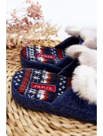 Dětské pantofle na tlusté podrážce s medvídkem modré Dasca