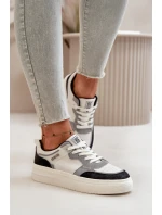 Dámské Nízké Tenisky Z Eko Kůže Big Star OO274028 Bílá-Šedá