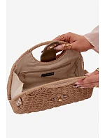 Pletená Malá Kabelka s Odnímatelným Páskem Hnědo-Zlatá Delphine