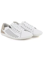 Dámské kožené barefoot ažurové bílé polobotky Gino Fabiani OL38-6