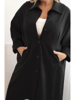 Dámská plus size narzutka Punto s bavlnou a knoflíky černá