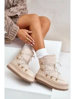 Dámské Sněhule Na Platformě S Šněrováním Světle Béžové Riaviana