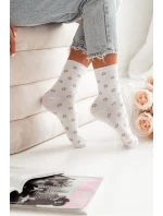Dámské Ponožky S Malými Květinami Bílé