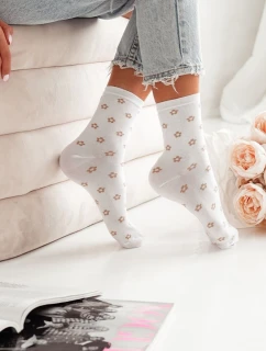 Dámské Ponožky S Malými Květinami Bílé