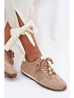 Dámské nízké tenisky s korálky béžové Galora