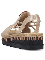 Dámské zlaté sandály Rieker na klínku V7972-60