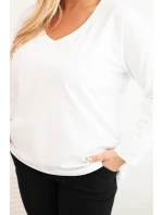 Dámská blůza Plus Size s výstřihem do V a dlouhým rukávem bílá Dámská blůza Plus Size s výstřihem do V a dlouhým rukávem bílá