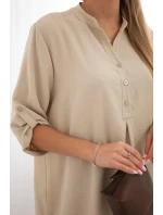 Halenka s prodlouženým zadním dílem tmavě béžová