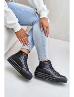 Zateplené dámské tenisky na platformě OO274A471 černé