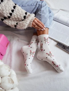 Dámské Ponožky Králíci A Tečky Ecru