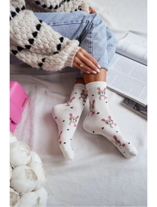 Dámské Ponožky Králíci A Tečky Ecru