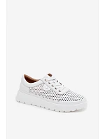 Kožené Ažurové Dámské Polobotky Vinceza 79629 Bílé