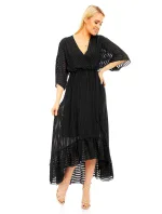 Lehké dámské šaty s asymetrickou sukní černé - Černá - LULU&LOVE