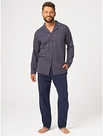 Pyžamo Key MNS 913 B26, délka rukávů 3–4XL, rozepínací Pyžamo Key MNS 913 B26, délka rukávů 3–4XL, rozepínací