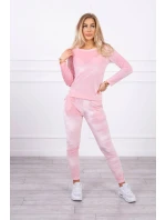 Velurová souprava se záhybem na zadní straně pudrově růžová Velurová souprava se záhybem na zadní straně pudrově růžová