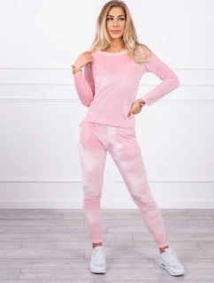 Velurová souprava se záhybem na zadní straně pudrově růžová