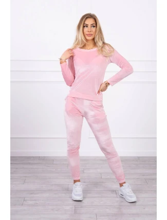 Velurová souprava se záhybem na zadní straně pudrově růžová Velurová souprava se záhybem na zadní straně pudrově růžová