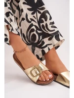 Dámské pantofle na korkové platformě se sponou zlaté Vianara