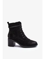 Dámské šněrovací kotníkové boty na nízkém podpatku černá Serellia Dámské šněrovací kotníkové boty na nízkém podpatku černá Serellia
