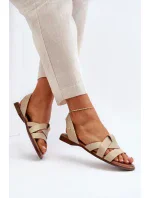 Zazoo Pohodlné kožené nazouvací sandály, béžová