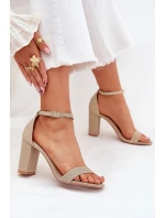 Lesklé sandály na podpatku Kavina – zlaté