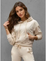 FashionStreet dámská krémová mikina s kapucí BY1536 FashionStreet dámská krémová mikina s kapucí BY1536
