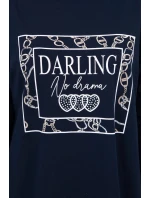 Darling tunika s potiskem námořnická modř S/M - L/XL