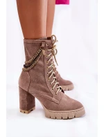 Semišové šněrovací boty Lewski Shoes 3244 / G Béžove