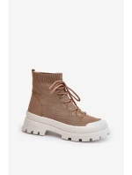 Dámské Ponožkové Nazouvací Botky Hnědé Solime