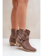 Botky Z Přírodní Semiše Na Podpatku Hnědé Zazoo 3444/2