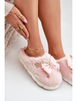 Futřené Pantofle Se Stužkou A Připínáčky Růžové Annalira