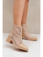 Dámské Síťované Boty Na Podpatku Béžové Lithyia