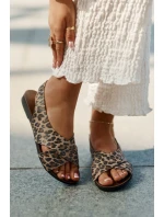 Dámské kožené sandály leopardí hnědé Zazoo 40407