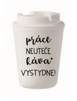 PRÁCE NEUTEČE, KÁVA VYSTYDNE! - bílý termohrnek 300 ml PRÁCE NEUTEČE, KÁVA VYSTYDNE! - bílý termohrnek 300 ml