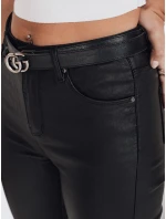 Trubkové kalhoty z ekokůže černé FashionStreet UY2764
