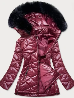 Dámská plus size bunda ve vínové bordó barvě pro přechodné období (mm21-76)