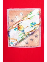 Halenka s 3D grafikou ptáka červená