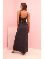 Dámské šaty na ramínka s rozšířeným spodkem grafitová Dámské šaty na ramínka s rozšířeným spodkem grafitová