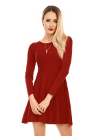 Dámské šaty s dlouhým rukávem a kolovou sukní bordó - Bordó / UNI - Moody's