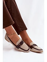Dámské mokasíny Loafersy H8-515 hnědo-bežové - Evelora Dámské mokasíny Loafersy H8-515 hnědo-bežové - Evelora