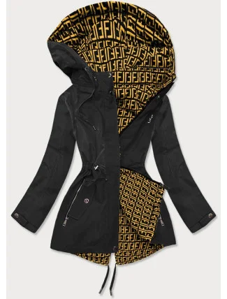 Černo/žlutá oboustranná dámská bunda parka (W703BIG) Černo/žlutá oboustranná dámská bunda parka (W703BIG)