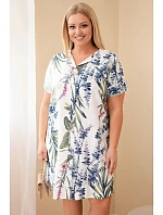 Dámské viskózové šaty Plus Size s krátkým rukávem a výstřihem na knoflíky bílá