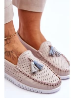 Dámské prolamované kožené mokasíny Světle růžové Lanzarot Dámské prolamované kožené mokasíny Světle růžové Lanzarot
