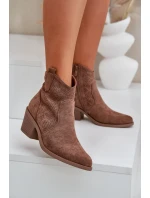 Kozačky Na Zip Eko Velurové Prodyšné HY51-061 S.Barski Hnědé