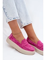 Mokasiny z pravé semišové kůže na platformě Vinceza Fuksja