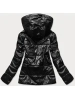 Černá lesklá dámská bunda (B9751)