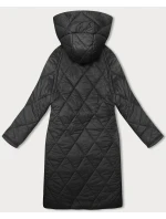 Černá dlouhá dámská bunda s kapucí (5M3171-392)