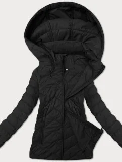 Lehká černá dámská prošívaná bunda s kapucí J Style (16M9232-392)