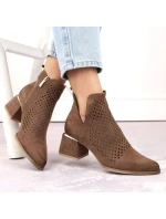 Semišové boty na podpatku Potocki W WOL213B hnědé