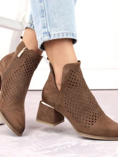 Semišové boty na podpatku Potocki W WOL213B hnědé